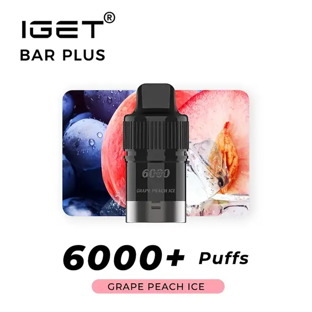 Grape Peach lce – IGET Bar Plus Pod 6000 Puffs — 6,000-puff genuine IGET vape available online in Australia with fast AU delivery Grape Peach lce – IGET Bar Plus Pod 6000 Puffs Australia