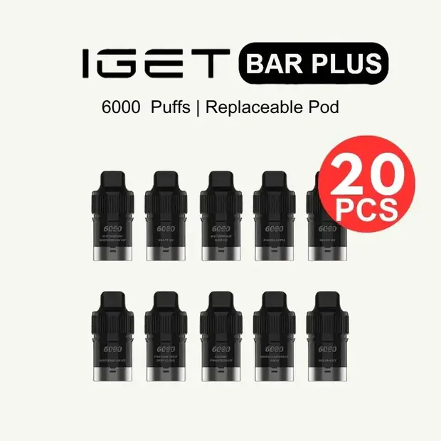 IGET Bar Plus Pod Box Mixed Flavours (20PCS) — genuine IGET vape available online in Australia with fast AU delivery IGET Bar Plus Pod Box Mixed Flavours (20PCS) bulk vape carton Australia