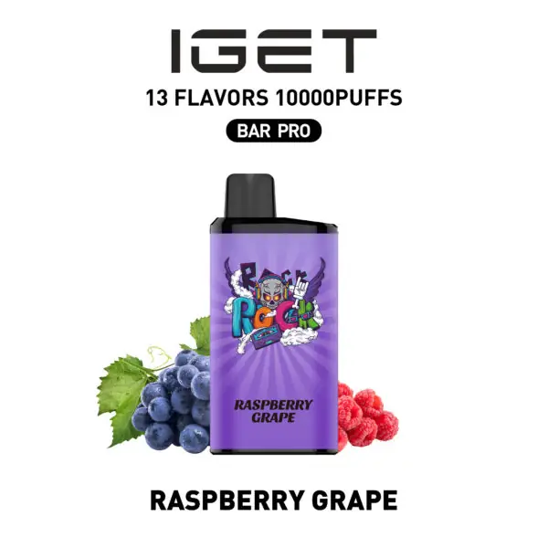 Raspberry Grape IGET Bar Pro 10000 Puffs disposable vape Australia