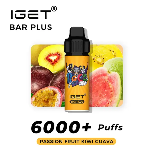 Passion Fruit Kiwi Guava – IGET Bar Plus 6000 Puffs — 6,000-puff genuine IGET vape available online in Australia with fast AU delivery Passion Fruit Kiwi Guava – IGET Bar Plus 6000 Puffs Australia