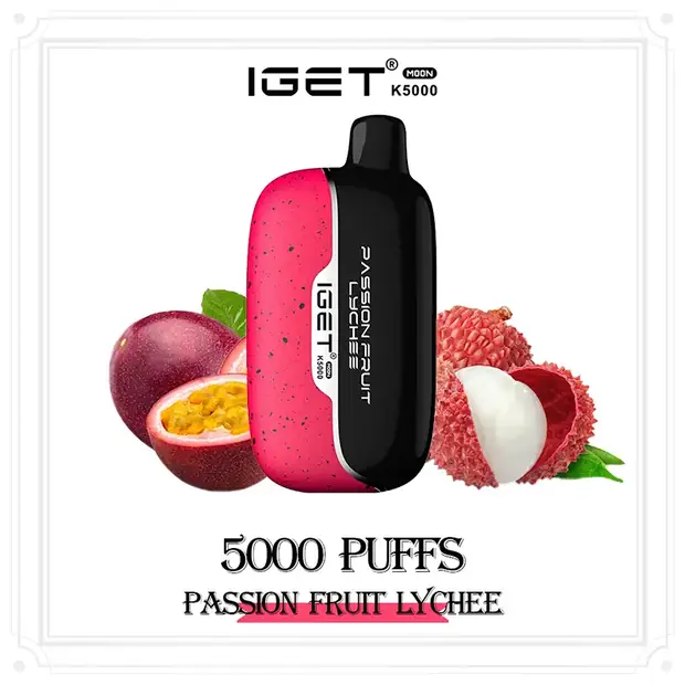 Passion Fruit Lychee – IGET Moon 5000 Puffs — 5,000-puff genuine IGET vape available online in Australia with fast AU delivery Passion Fruit Lychee – IGET Moon 5000 Puffs disposable vape Australia