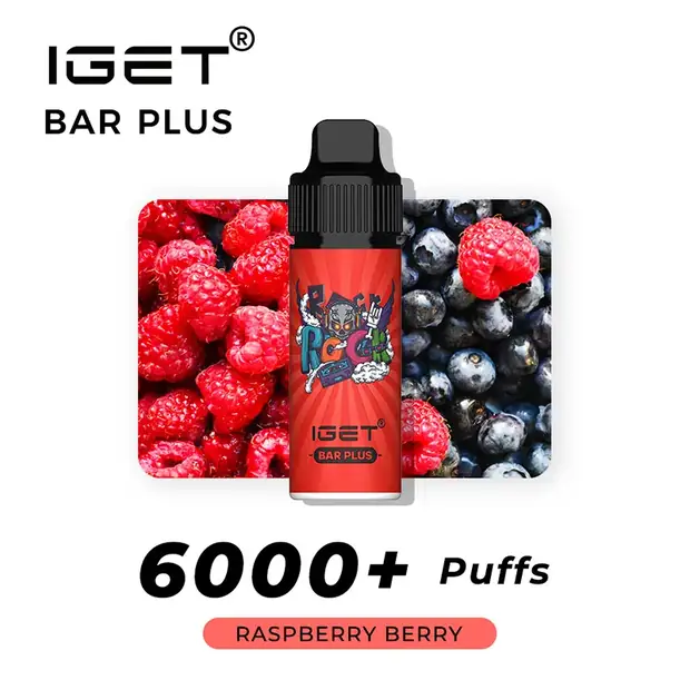 Raspberry Berry – IGET Bar Plus 6000 Puffs — 6,000-puff genuine IGET vape available online in Australia with fast AU delivery Raspberry Berry – IGET Bar Plus 6000 Puffs Australia